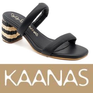 KAANAS x Jessie James Decker “Turks” Chunky Woven Block Heel Double Strap Sandal